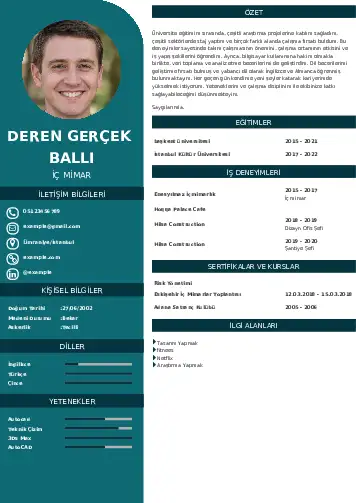 İç Mimar Cv Örnekleri cv indir